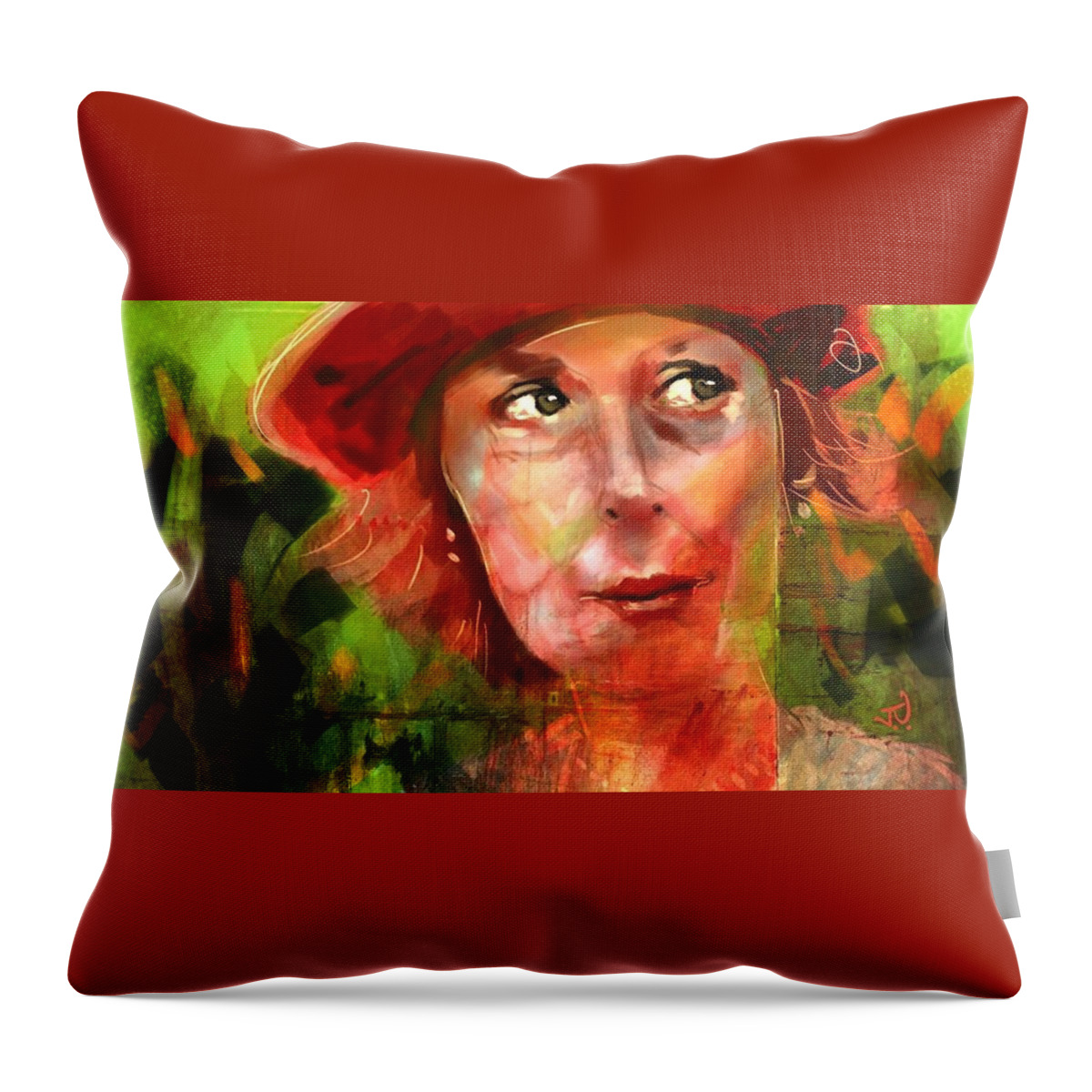 Portrait Throw Pillow featuring the painting The Happy Gardener by Jim Vance