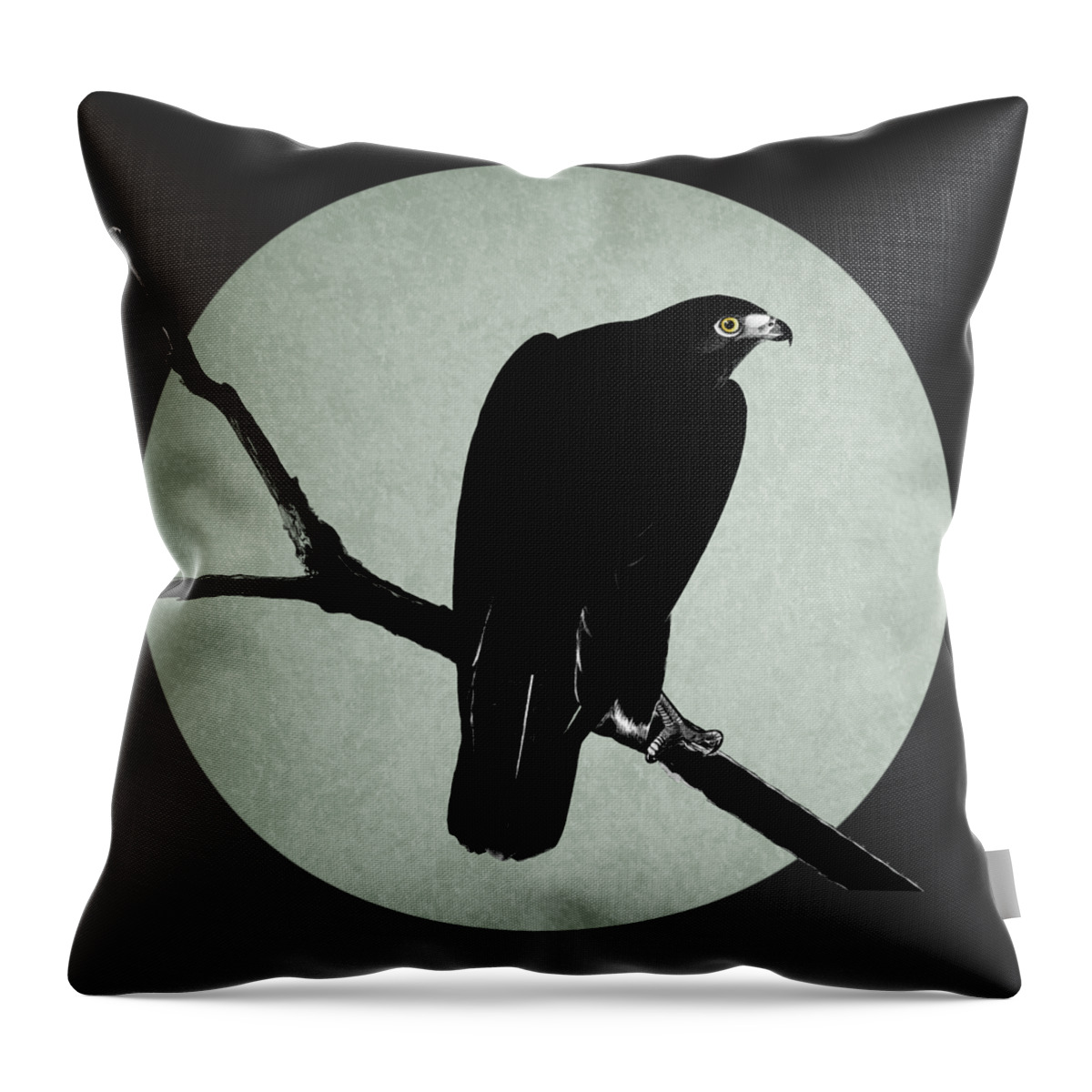 Hawk Throw Pillow featuring the drawing The Hawk by Mark Rogan