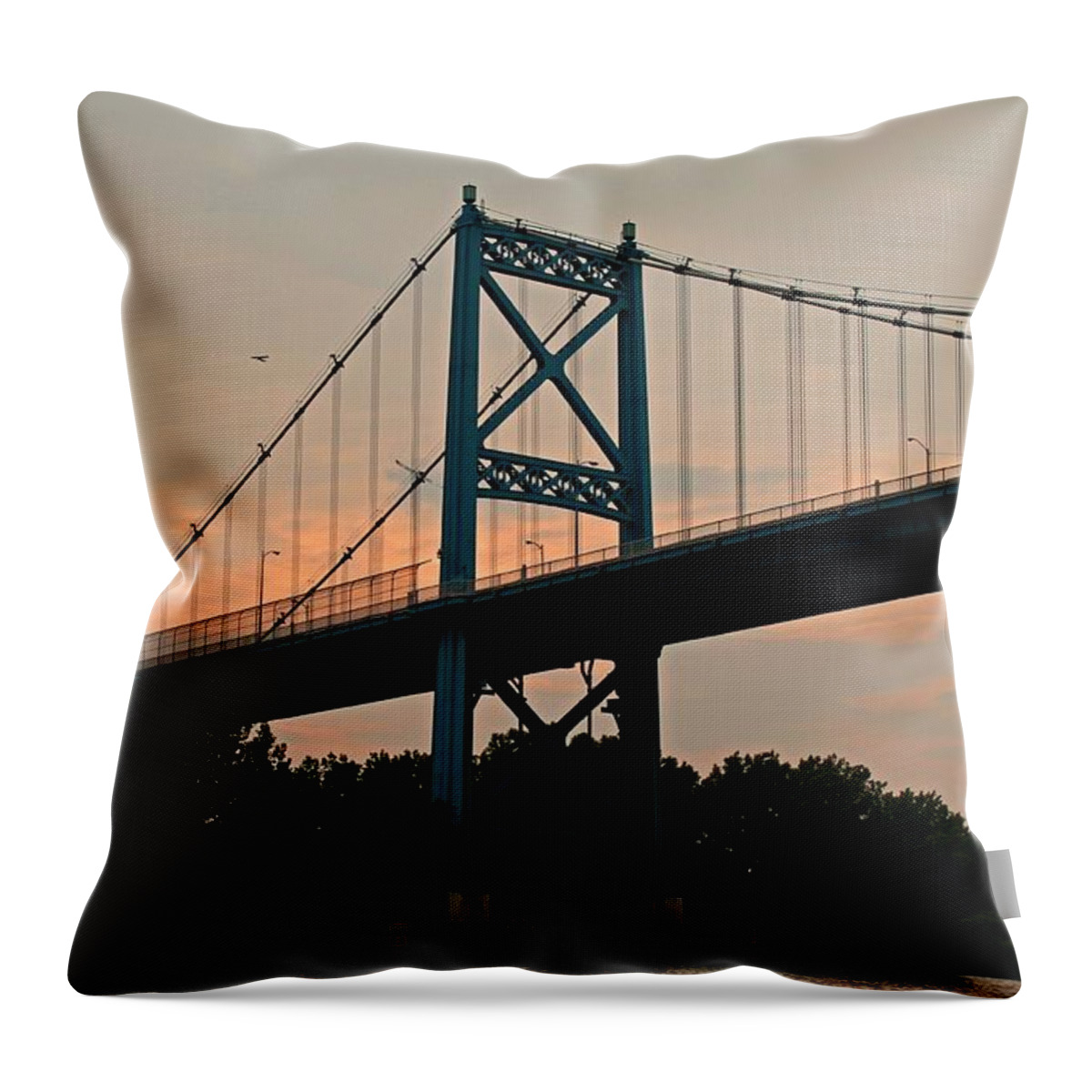 The High Level Throw Pillow featuring the photograph The High Level aka Anthony Wayne Bridge I by Michiale Schneider