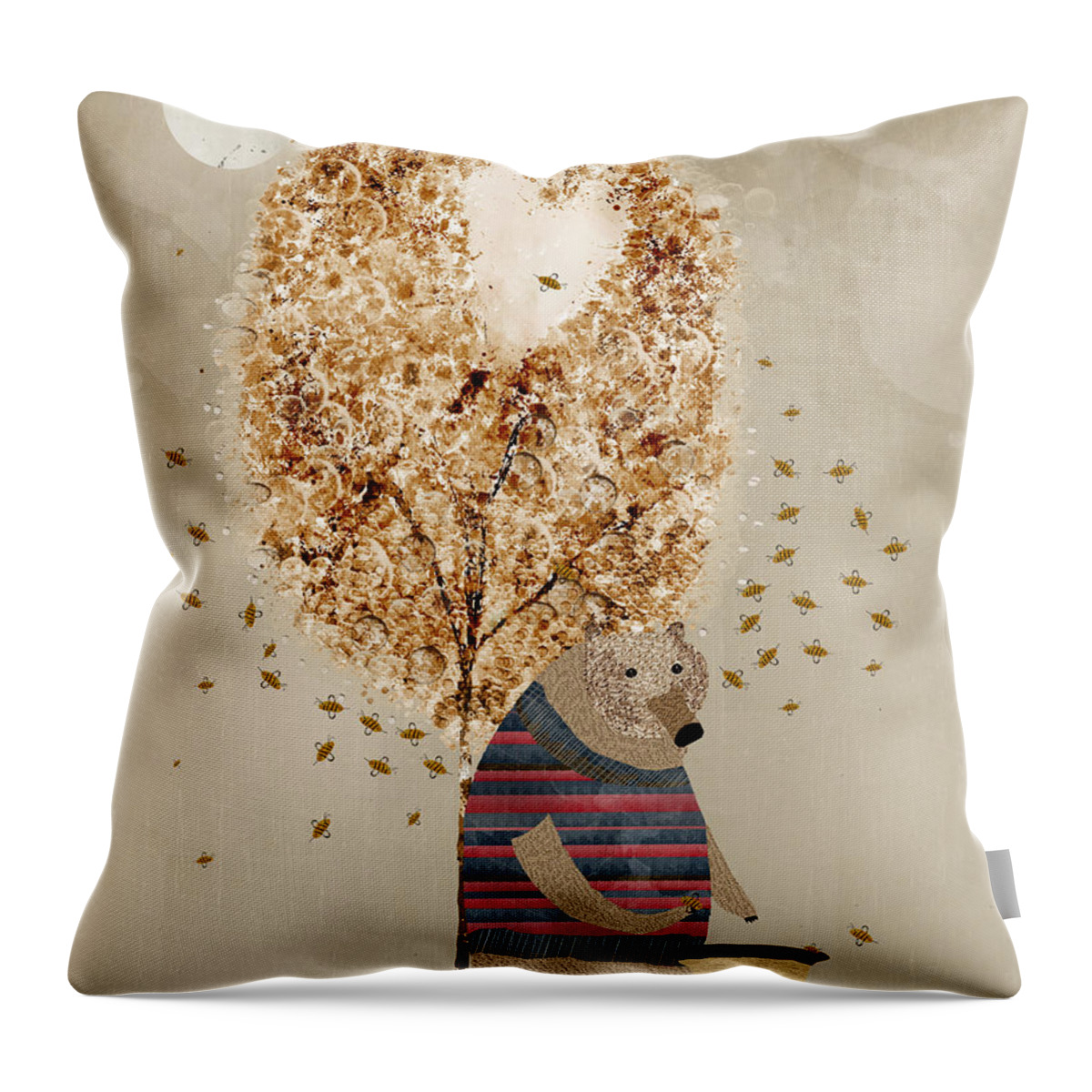 Bears Throw Pillow featuring the painting The Honey Tree by Bri Buckley