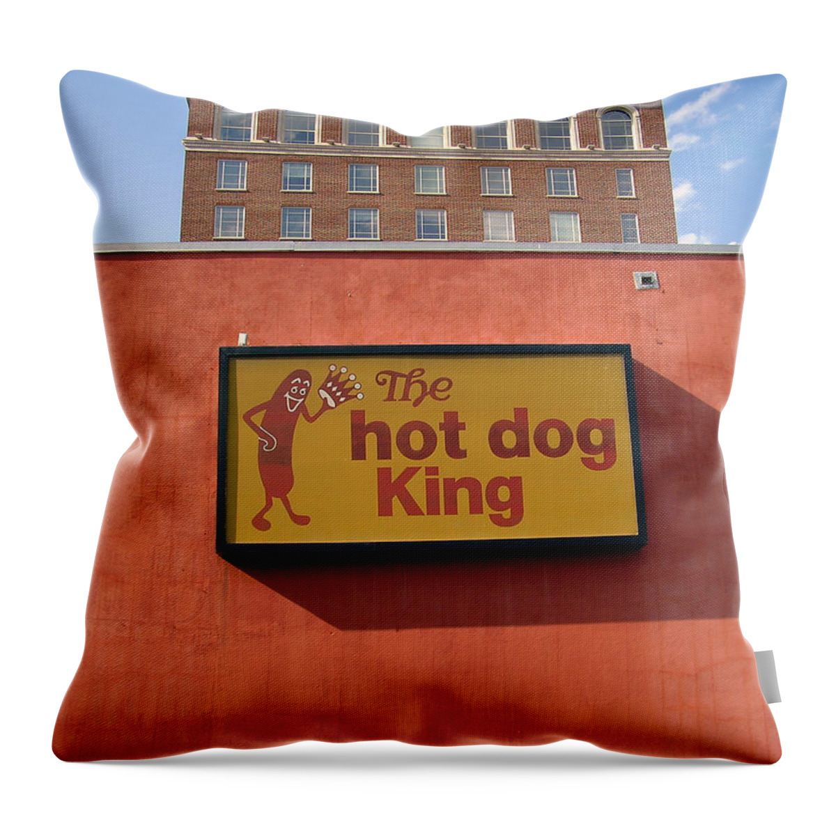 Hot Dog King Throw Pillow featuring the photograph The Hot Dog King by Flavia Westerwelle