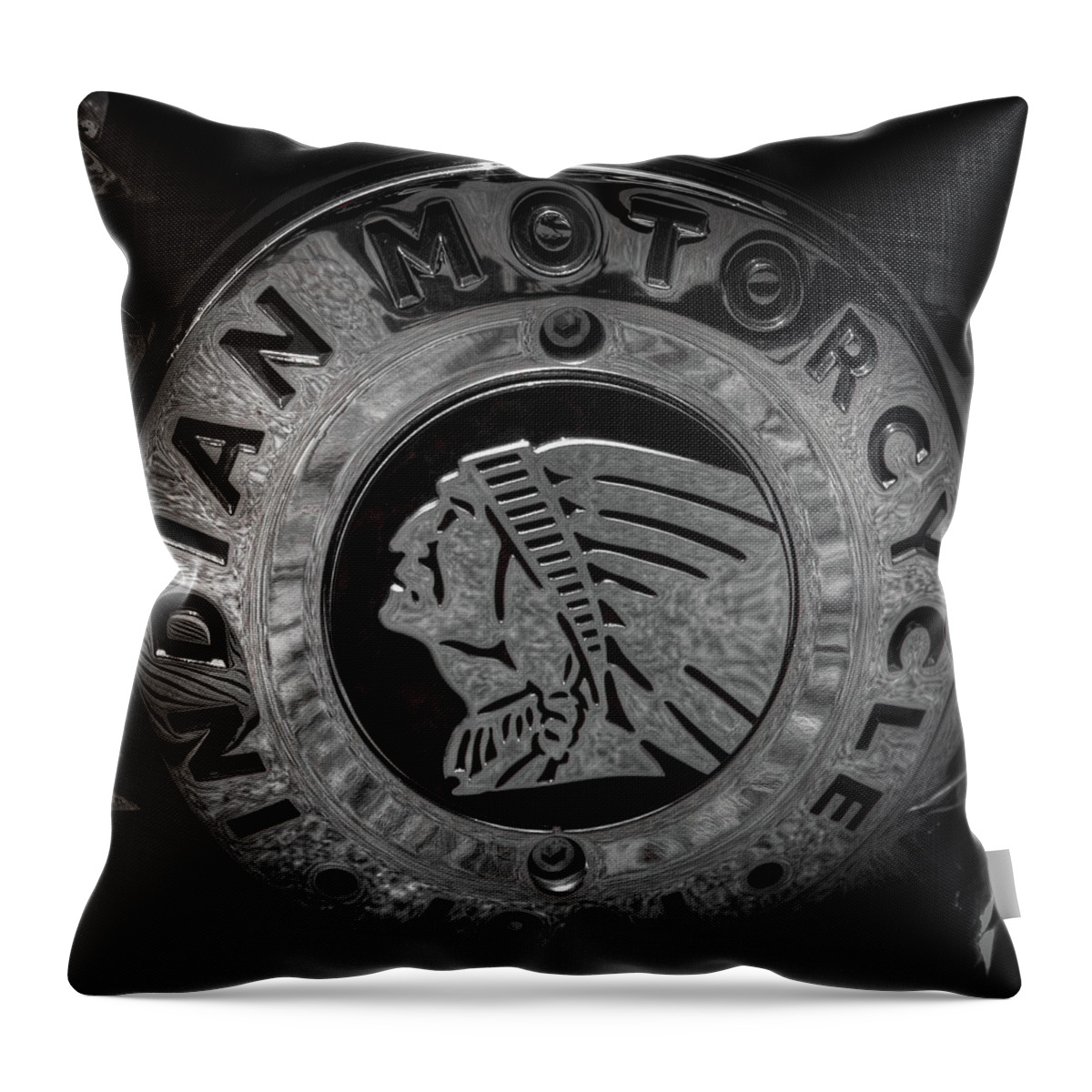 Indian Motorcycle Logo Throw Pillow featuring the photograph The Indian Motorcycle Logo by David Patterson