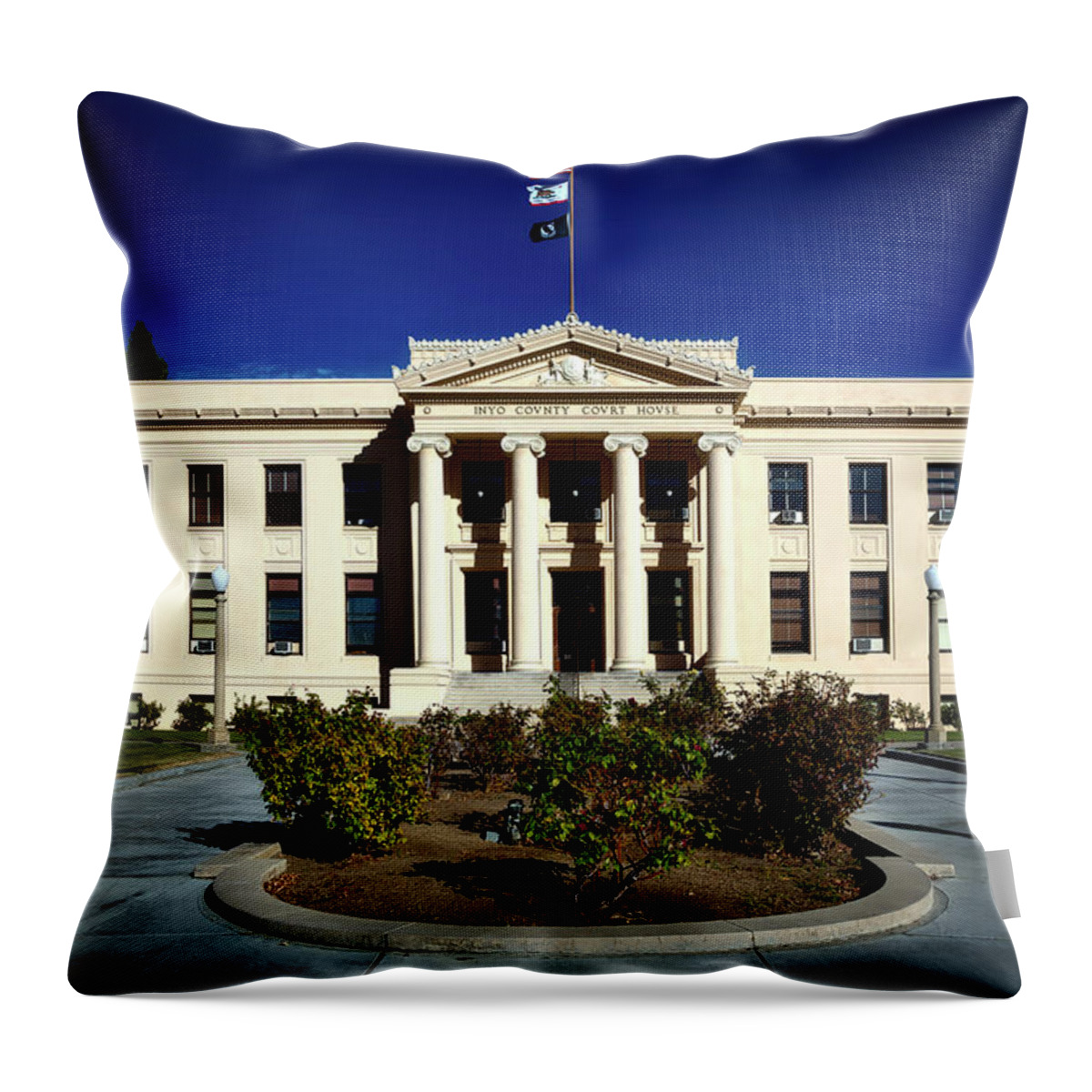 Inyo County Throw Pillow featuring the photograph The Inyo County Courthouse by Mountain Dreams