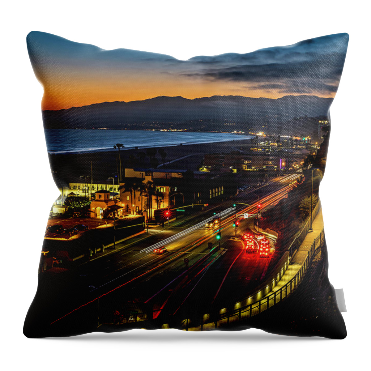Night Photos Throw Pillow featuring the photograph The Jonathan Beach Club - Night by Gene Parks