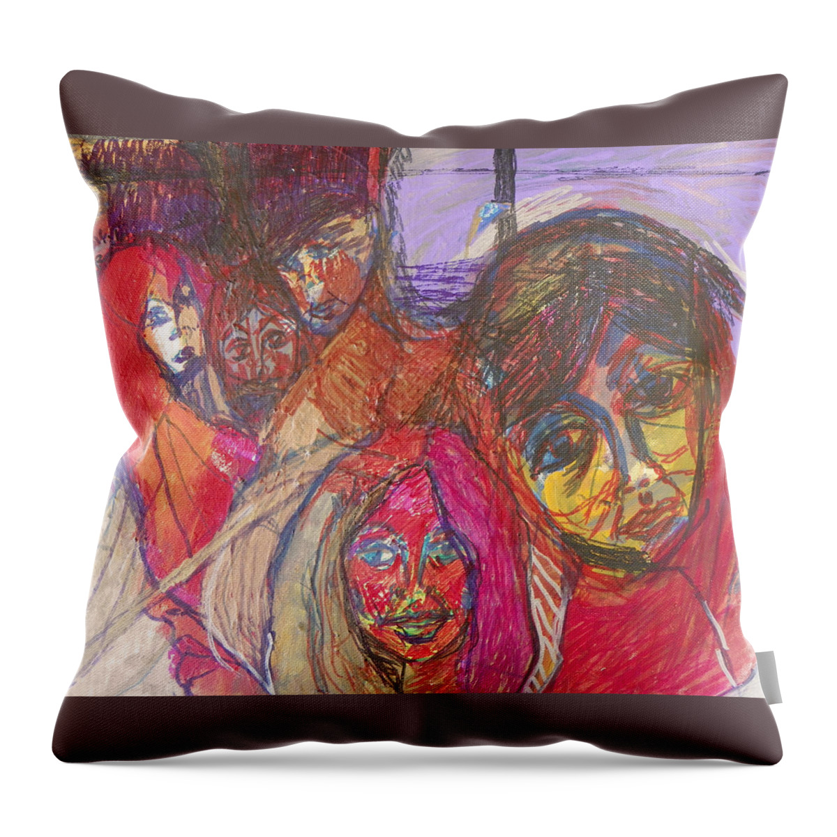 Expressive Throw Pillow featuring the painting The Jones Family by Judith Redman