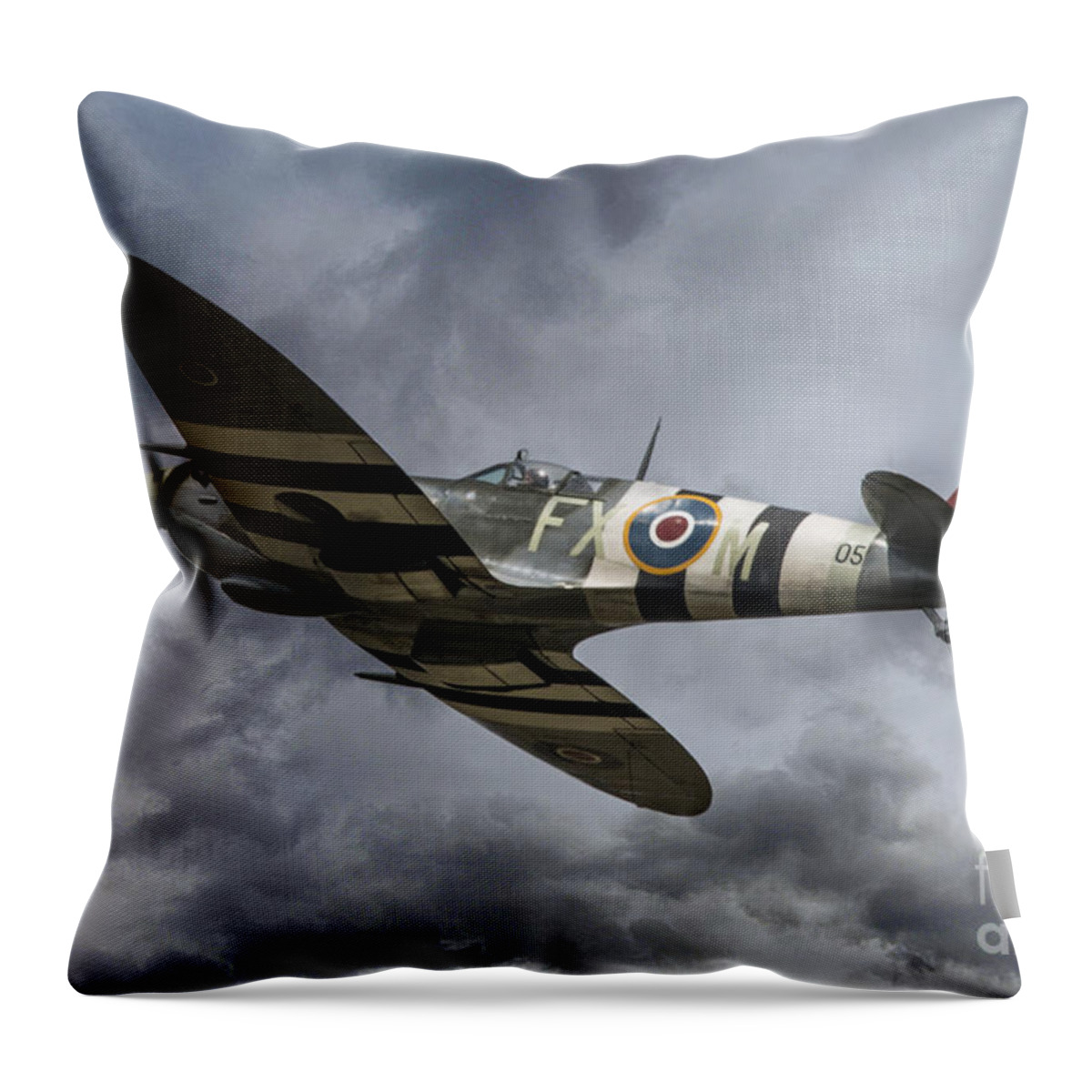 Supermarine Throw Pillow featuring the digital art The Kent Spitfire by Airpower Art