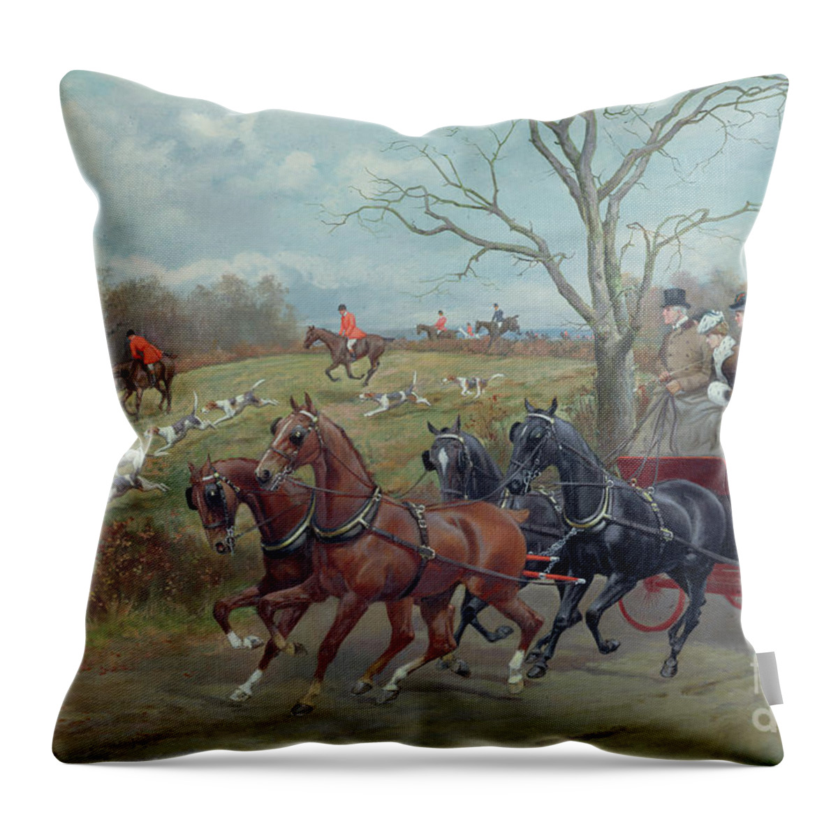Hunting Throw Pillow featuring the painting The Kill by George Derville Rowlandson