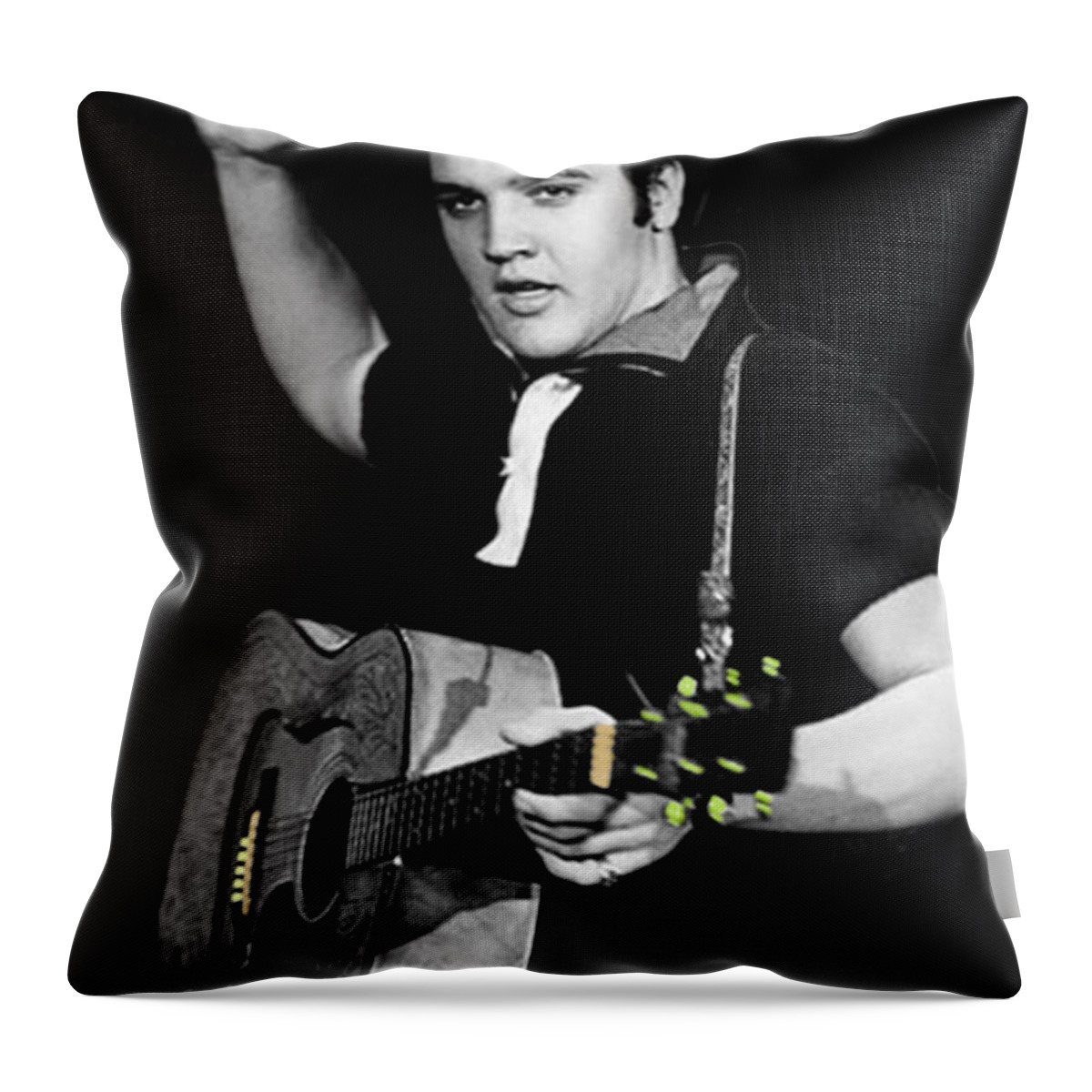 Elvis Throw Pillow featuring the photograph The King Rocks On XXI by Al Bourassa