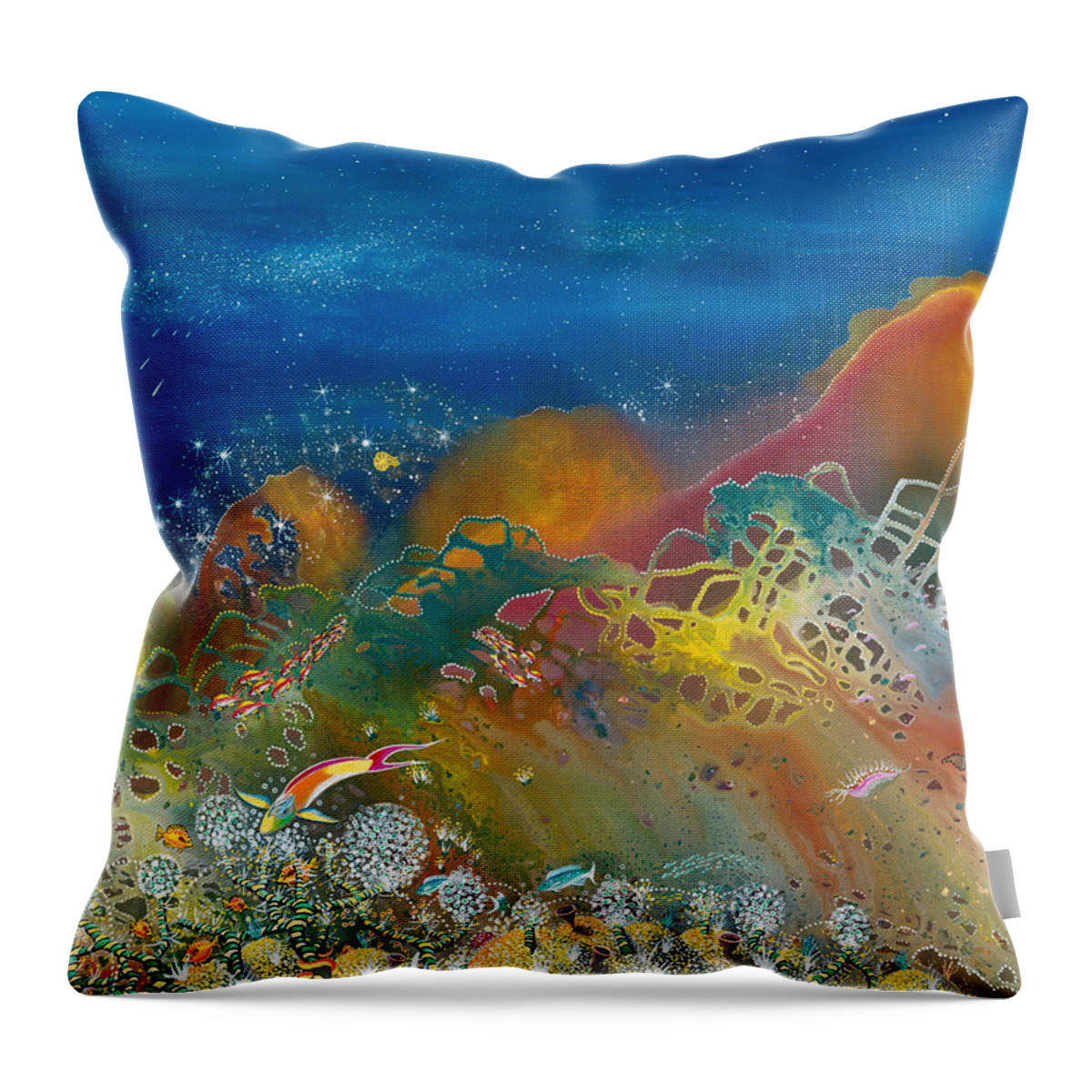 Beach House Throw Pillow featuring the painting The Kingdom of Namena by Lee Pantas