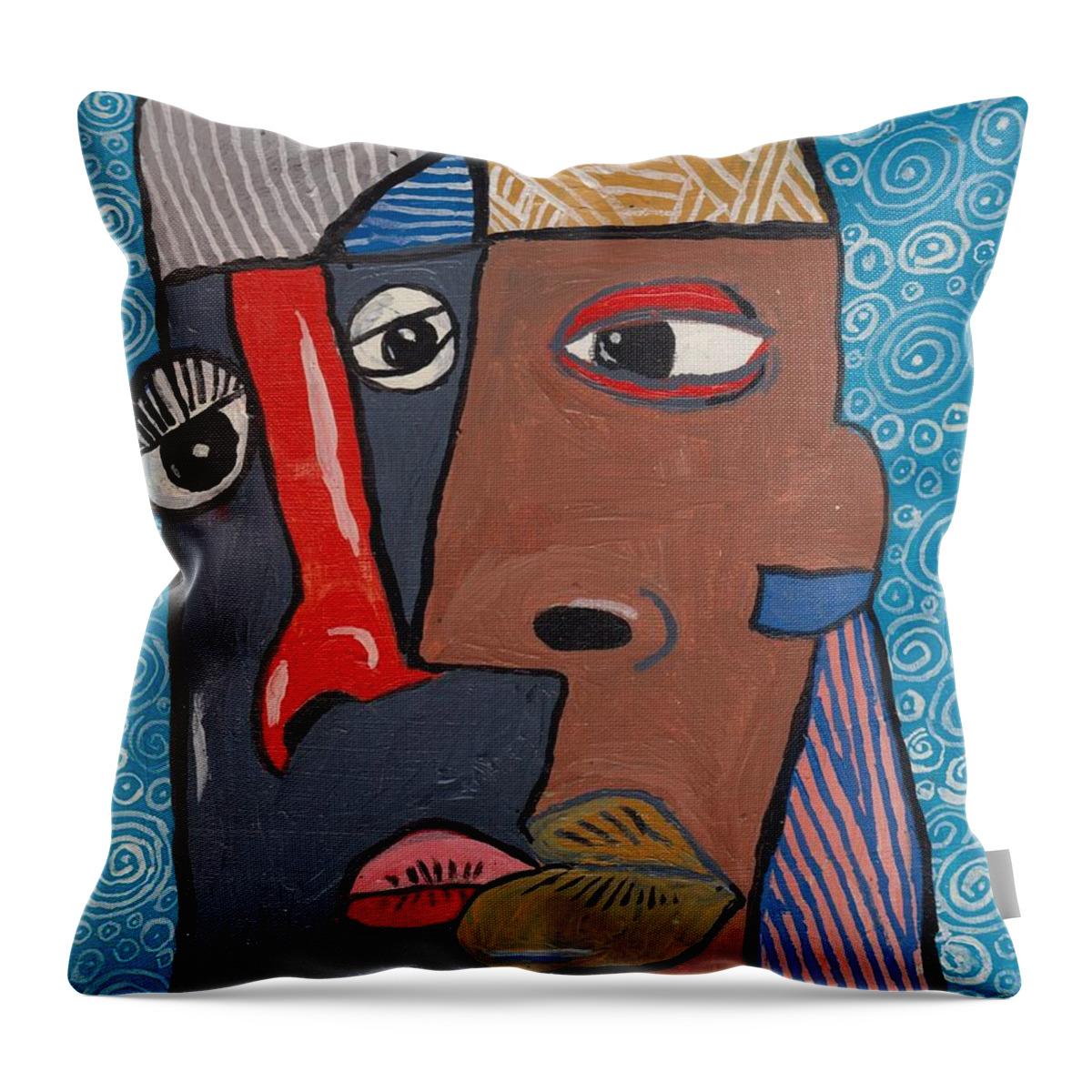 Abstract Throw Pillow featuring the painting The Kiss by David Jackson