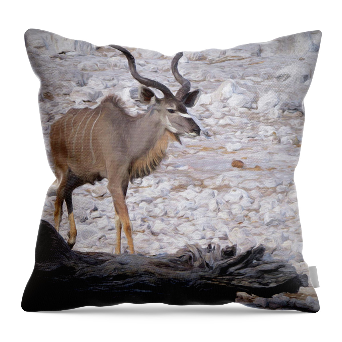 Kudu Throw Pillow featuring the digital art The Kudu in Namibia by Ernest Echols