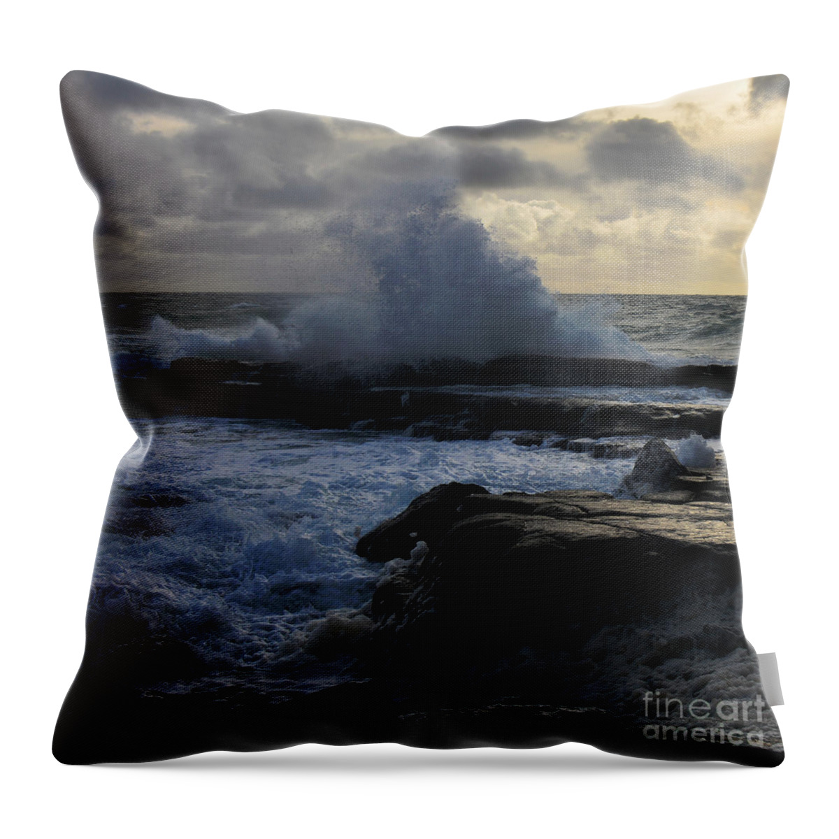Photography By Paul Davenport Throw Pillow featuring the photograph The labouring of waves. 1 by Paul Davenport