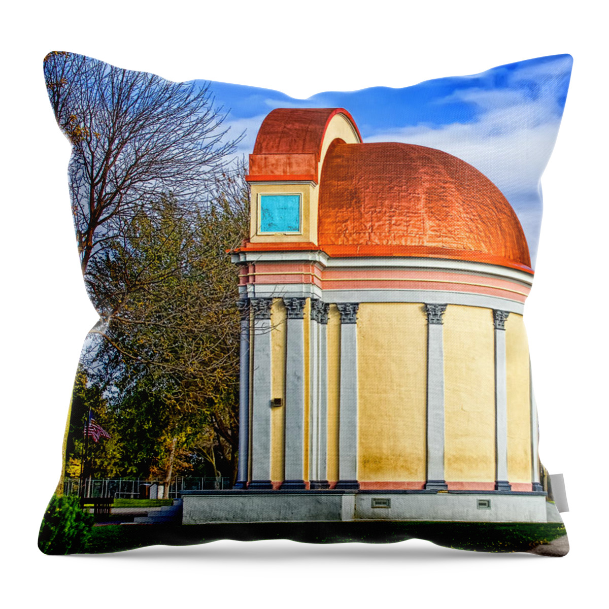 Bandshell Throw Pillow featuring the photograph The Lake Park Bandshell by Al Mueller