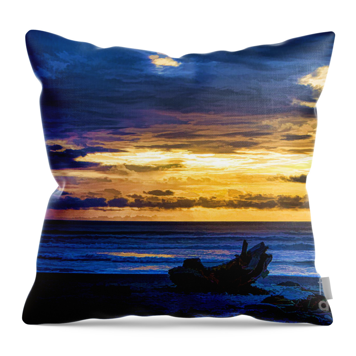 New Zealand Sunsets Beaches Nature Throw Pillow featuring the photograph The Last Boat by Rick Bragan