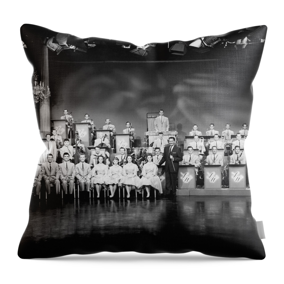 1950s Throw Pillow featuring the photograph The Lawrence Welk Show by Underwood Archives