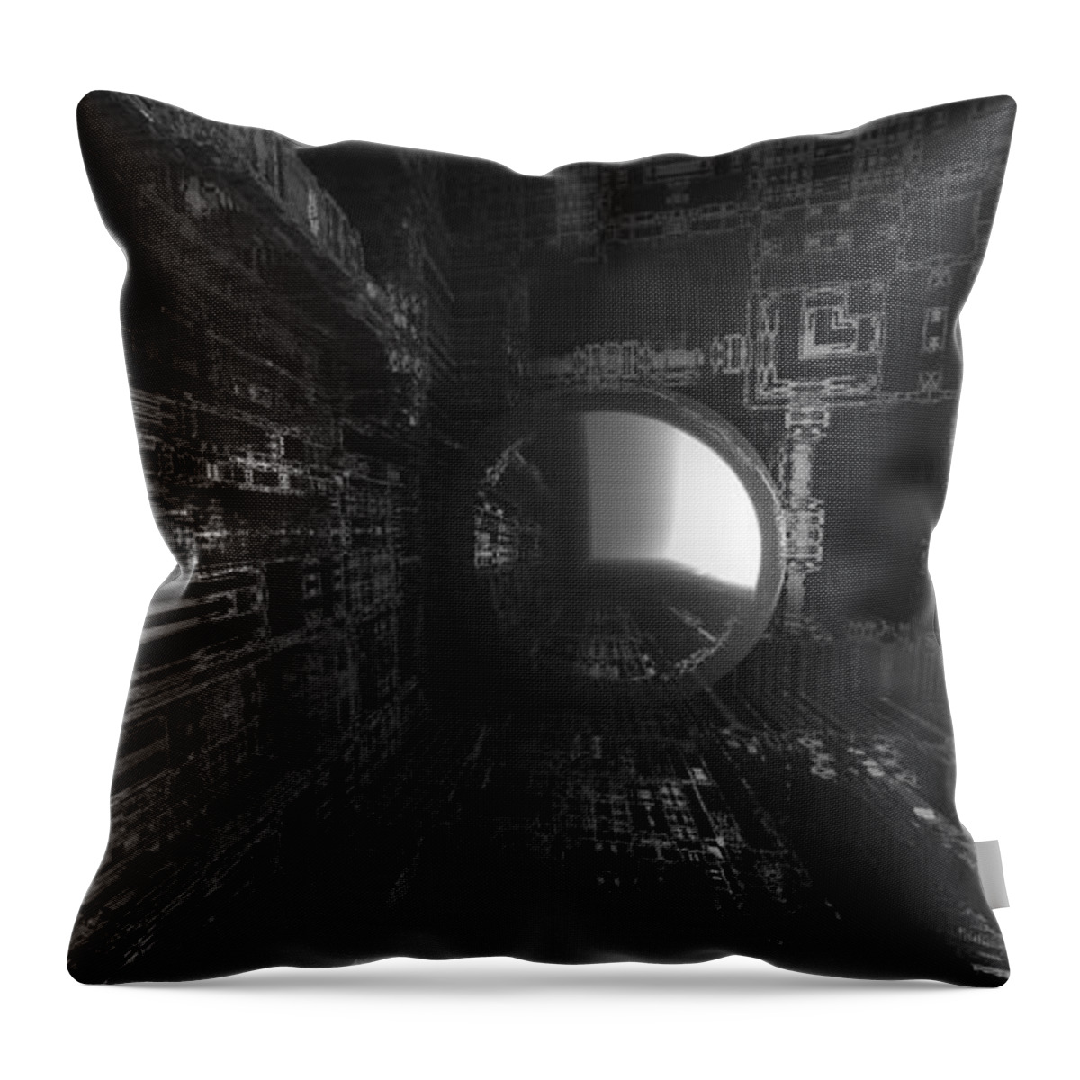 Fractal Throw Pillow featuring the digital art The Light Awaits by Jon Munson II
