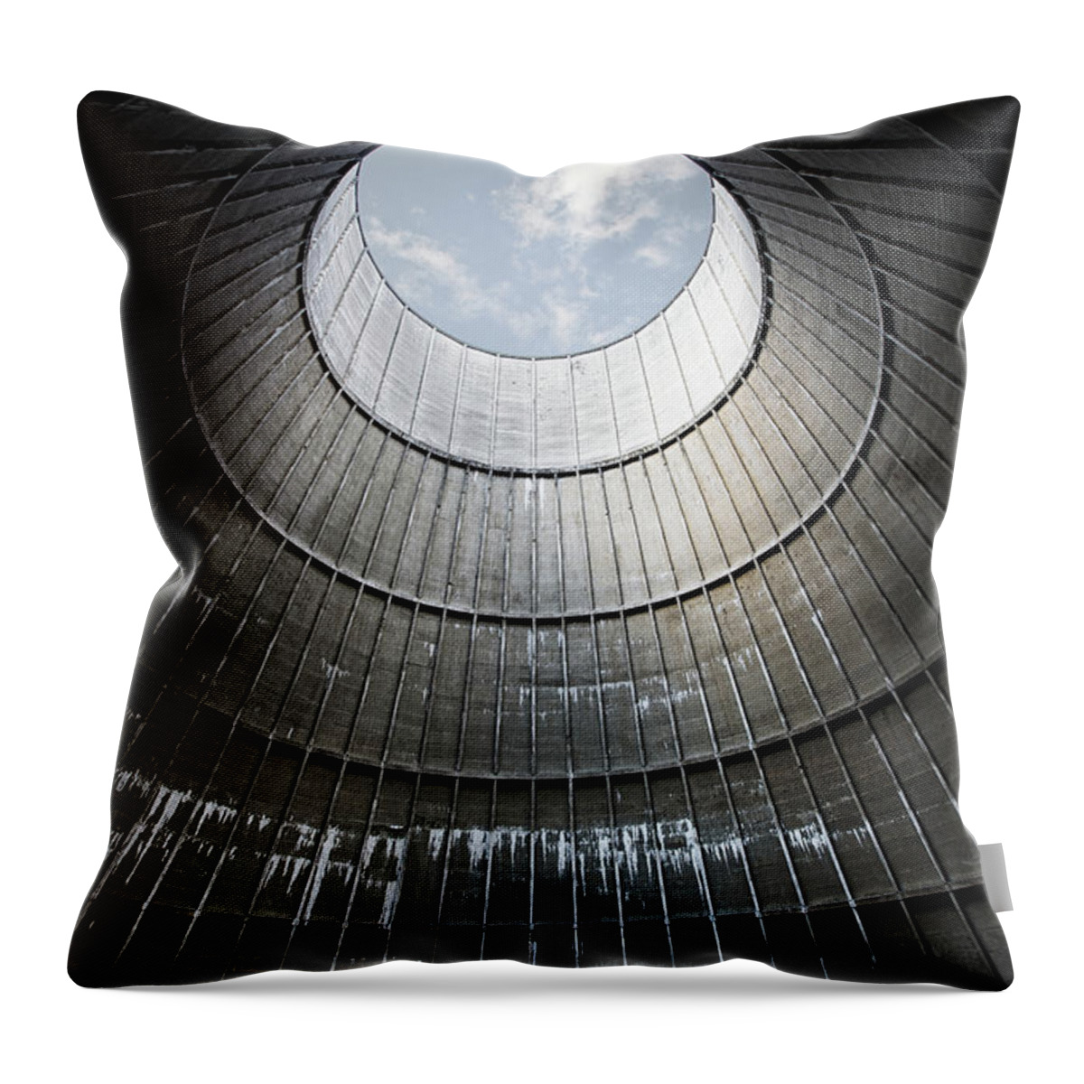 Belgium Throw Pillow featuring the photograph The little house inside the cooling tower by Dirk Ercken