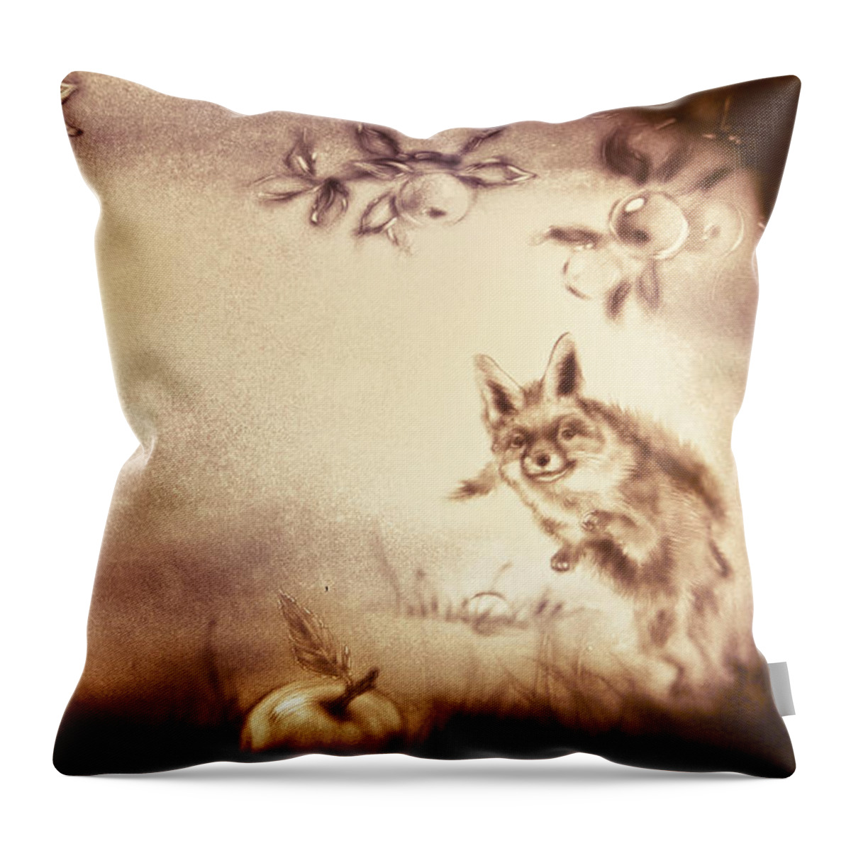 The Little Prince Throw Pillow featuring the painting The Little Prince and the Fox by Elena Vedernikova