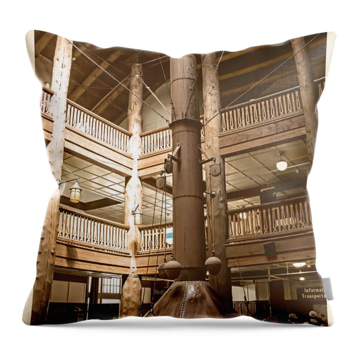 Many Glacier Lodge Throw Pillow featuring the photograph The Lobby at Many Glacier Lodge by Mick Anderson