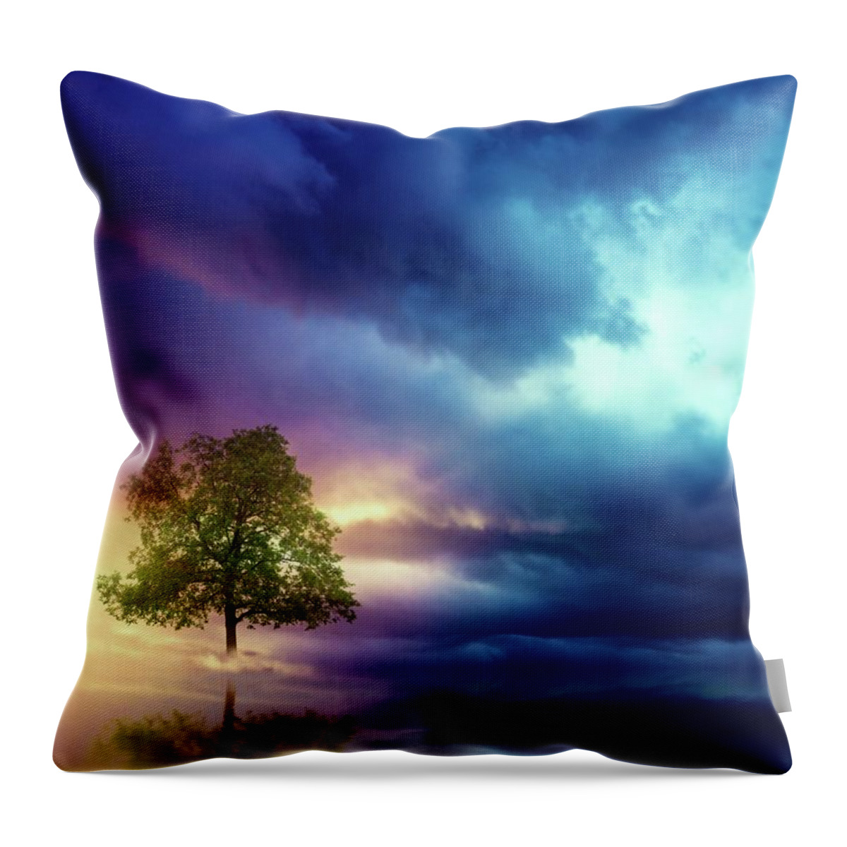 Tree Throw Pillow featuring the digital art The lonely Tree by Lilia S