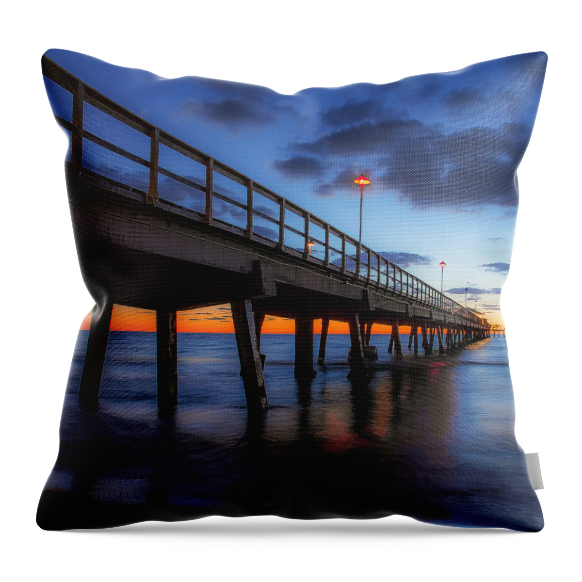 Long Throw Pillow featuring the photograph The long Pier by Coco Moni