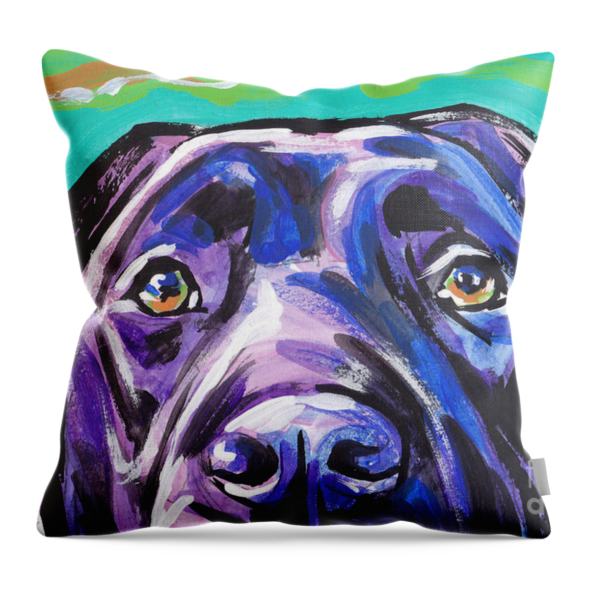 Labrador Retriever Throw Pillow featuring the painting The Look of Lab by Lea S