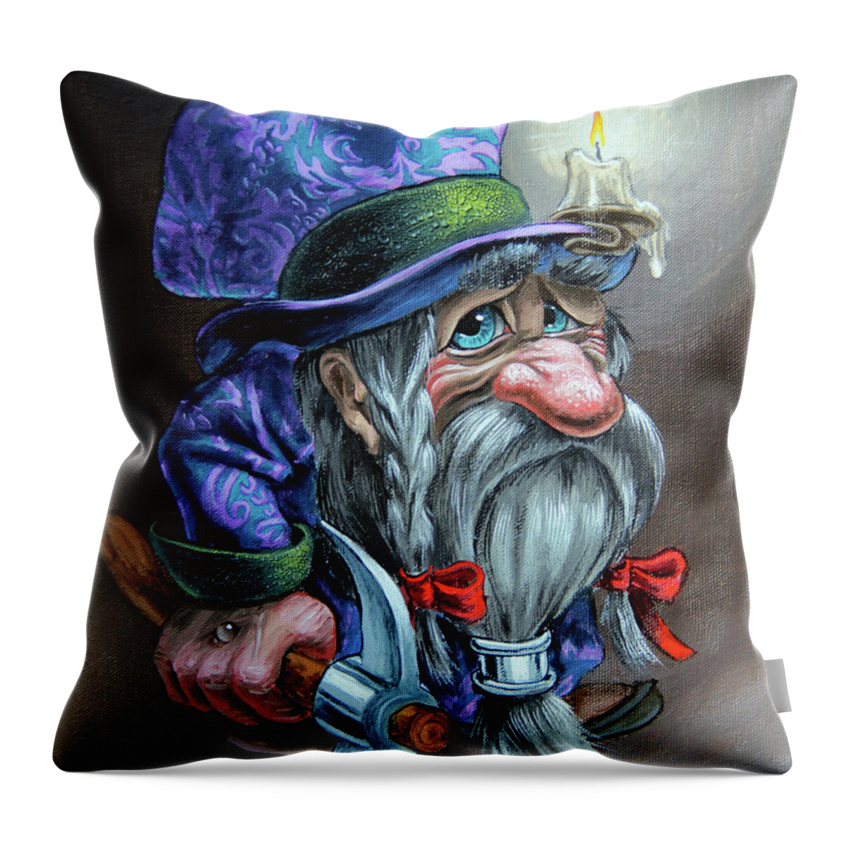 Miner Throw Pillow featuring the painting The Lost Digger by Victor Molev