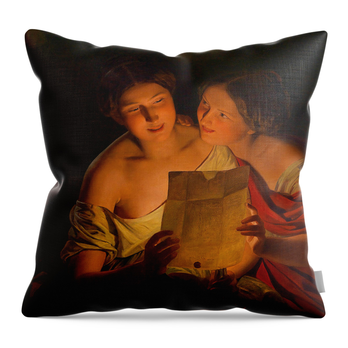 Ferdinand Georg Waldmueller Throw Pillow featuring the painting The Love Letter by Ferdinand Georg Waldmueller