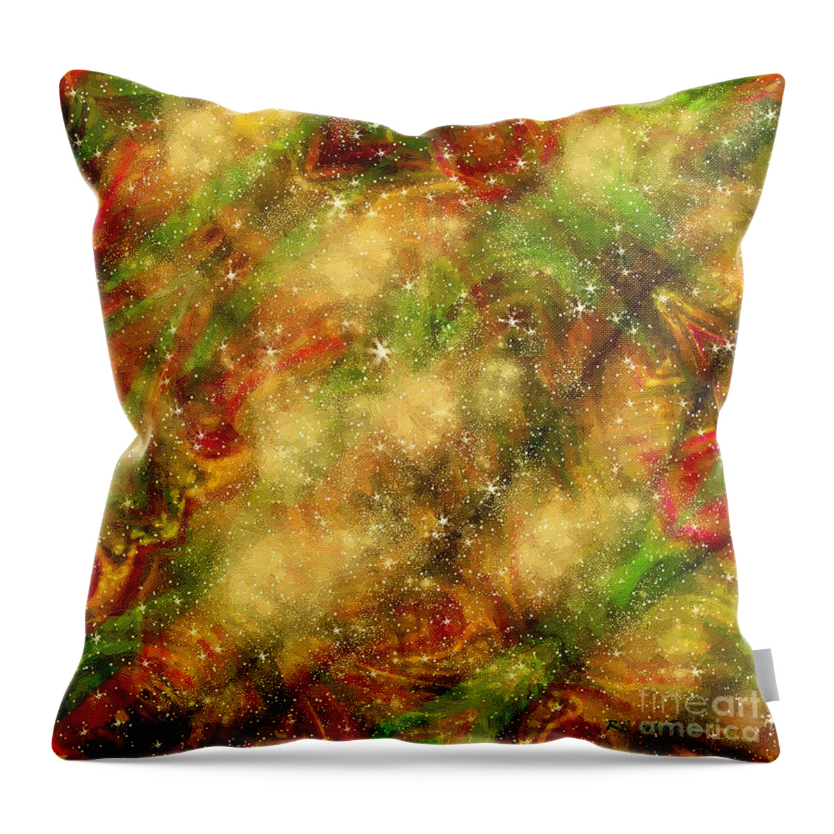 Abstract Throw Pillow featuring the painting The Madness of Christmas by RC DeWinter