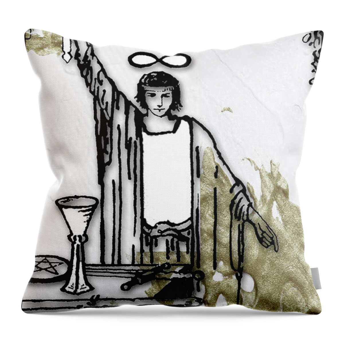 Mystical Art Throw Pillow featuring the painting The Magician Arcannah by Mindy Sommers