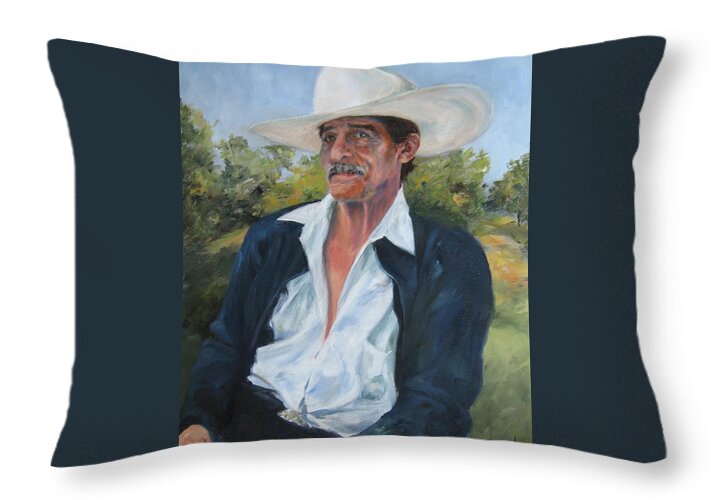Portrait Throw Pillow featuring the painting The Man from the Valley by Connie Schaertl