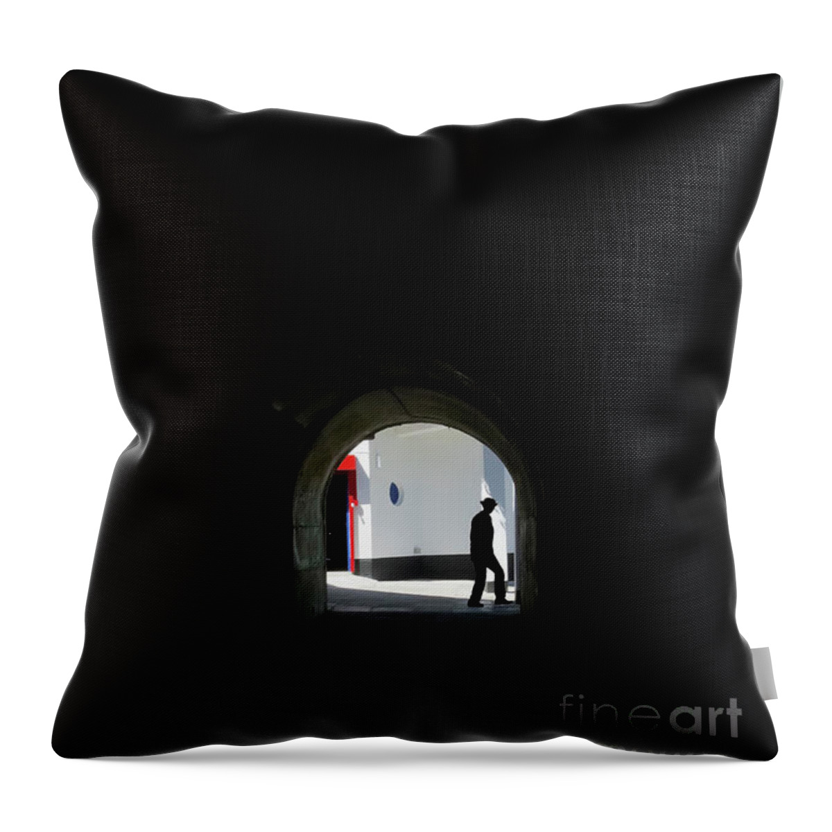 Archway Throw Pillow featuring the photograph The Man in the Shadows by Terri Waters