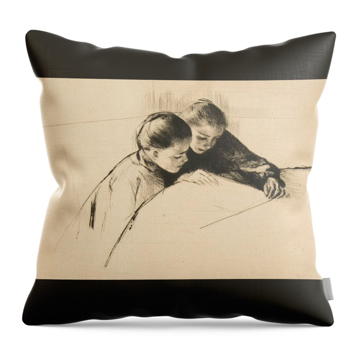American Art Throw Pillow featuring the relief The Map by Mary Cassatt