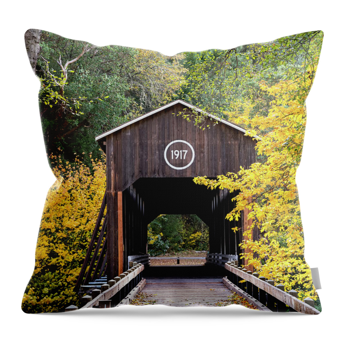 Applegate River Valley Throw Pillow featuring the photograph The Mckee Bridge by Steven Clark