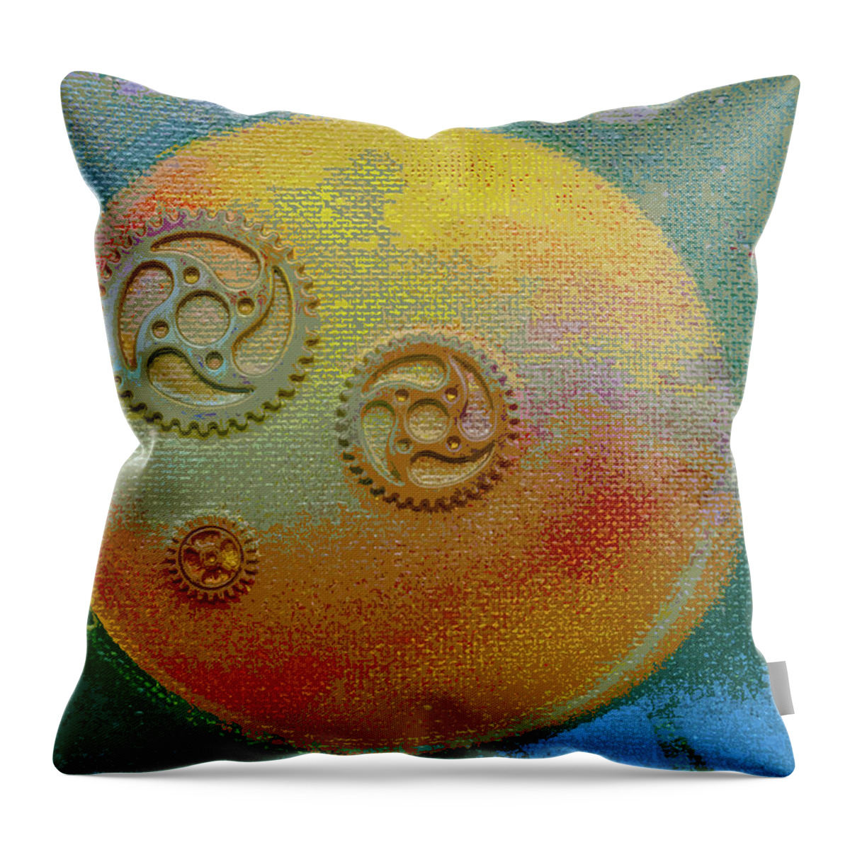 Solar System Throw Pillow featuring the painting The Mechanical Universe by Robert Margetts