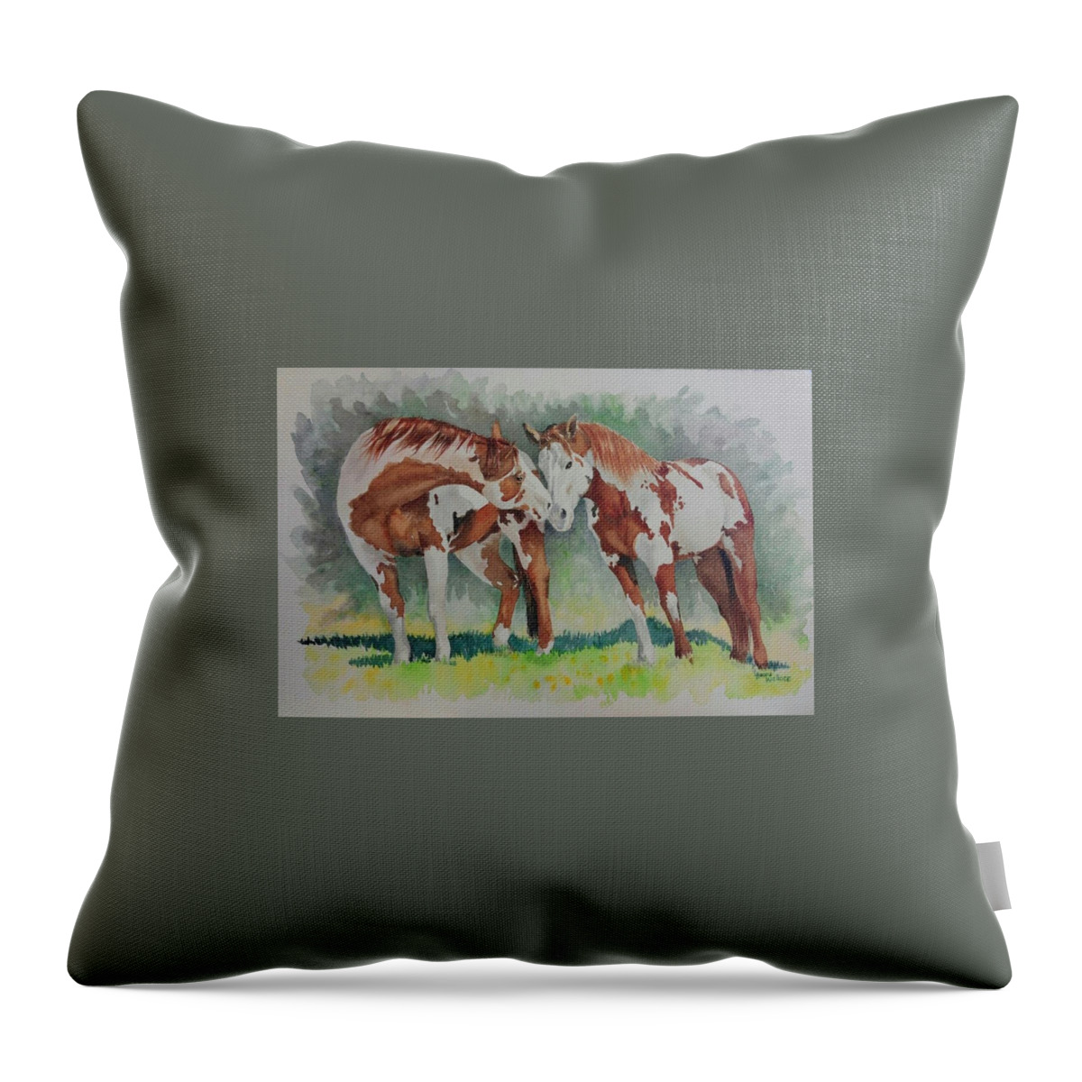 Paint Throw Pillow featuring the painting The Meet Up by Leslie Hoops-Wallace