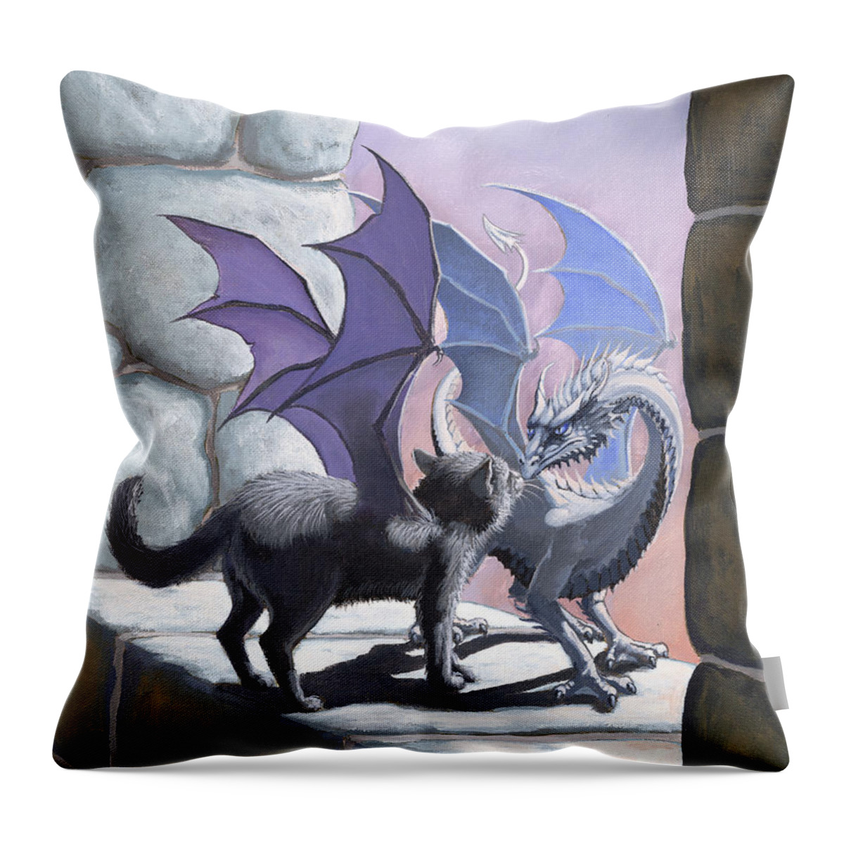 Fantasy Throw Pillow featuring the painting The Meeting by Stanley Morrison