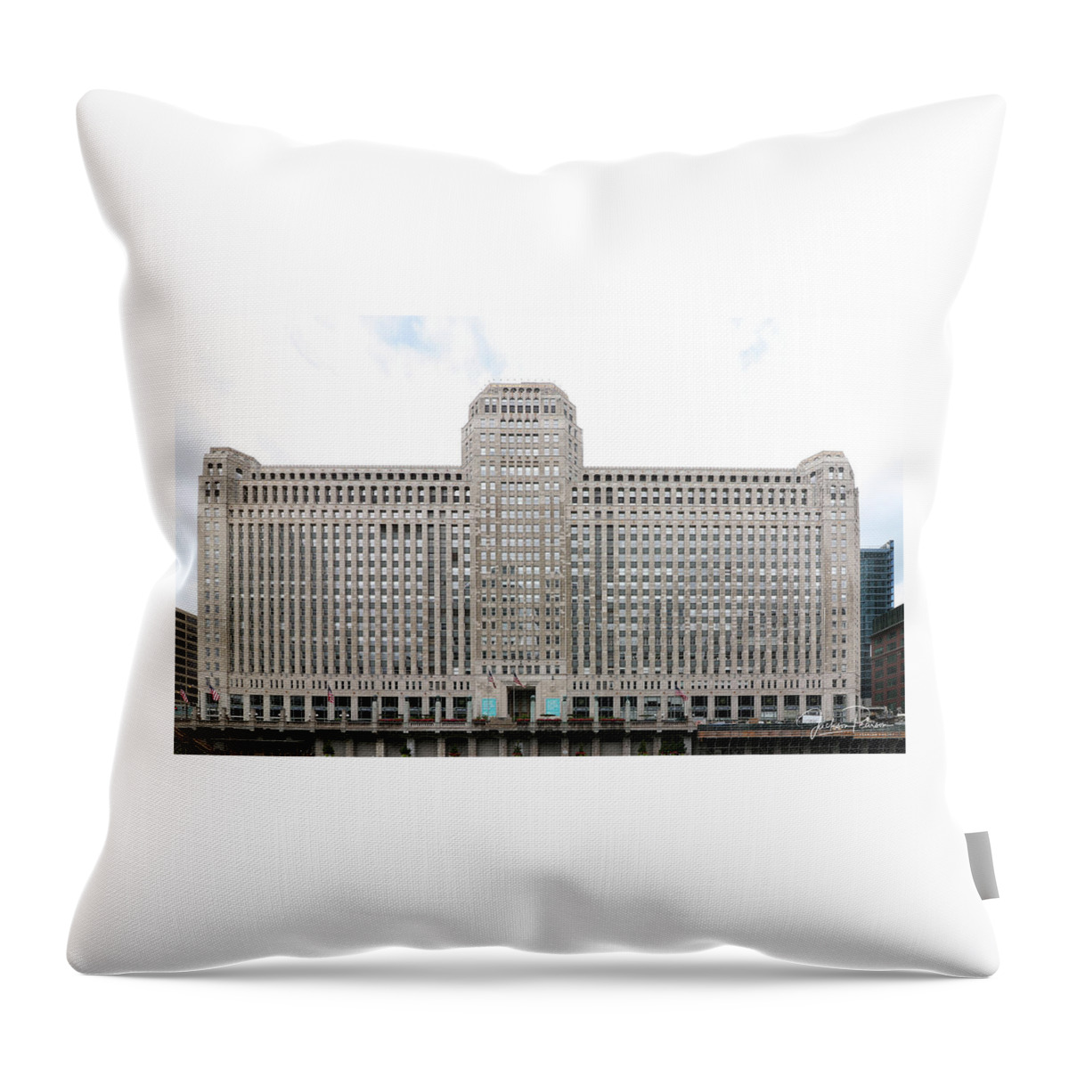 The Merchandise Mart Throw Pillow featuring the photograph The Merchandise Mart by Jackson Pearson