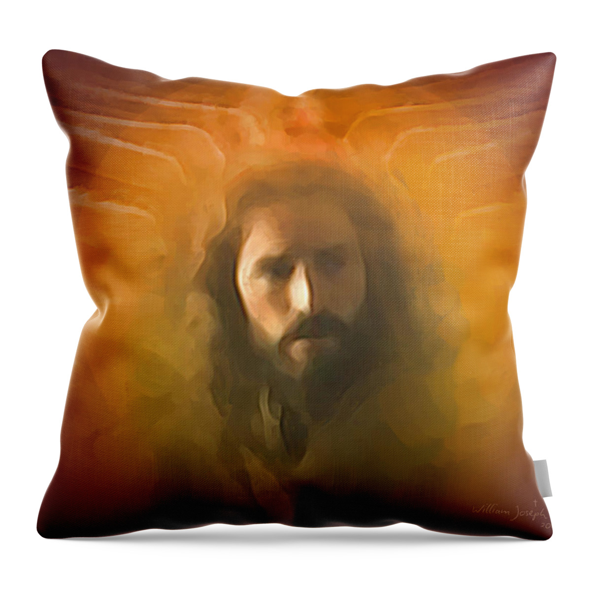 Jesus Throw Pillow featuring the painting The Messiah by Bill McEntee