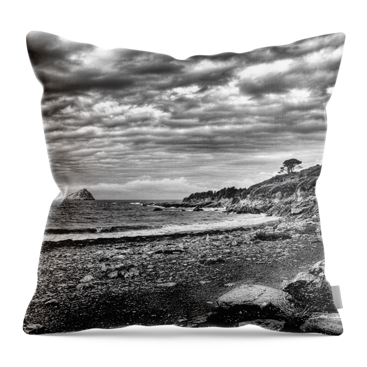 Devonshire Throw Pillow featuring the photograph The Mewstone, Wembury Bay, Devon
#view by John Edwards