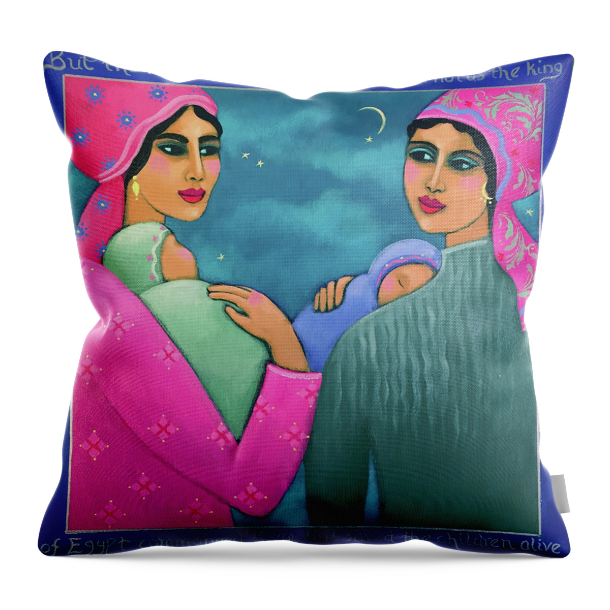 Midwives Throw Pillow featuring the painting The Midwives by Carla Golembe
