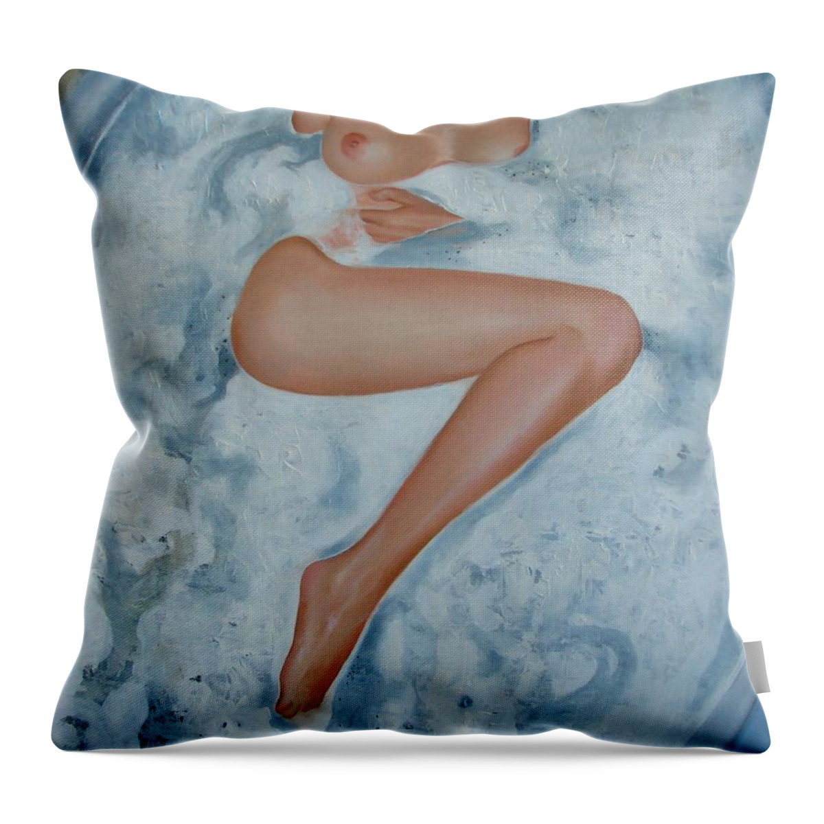 Art Throw Pillow featuring the painting The milk bath by Sergey Ignatenko