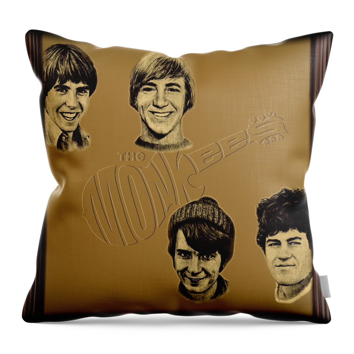 The Monkees Throw Pillow featuring the photograph The Monkees by Movie Poster Prints