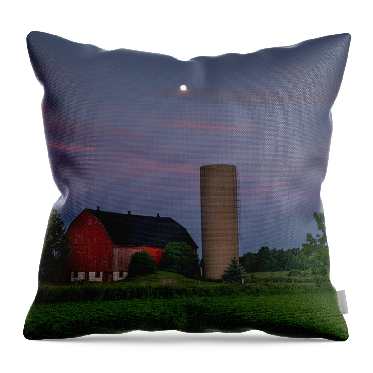 Barn Throw Pillow featuring the photograph The Moon Over the Barn by Brent Buchner