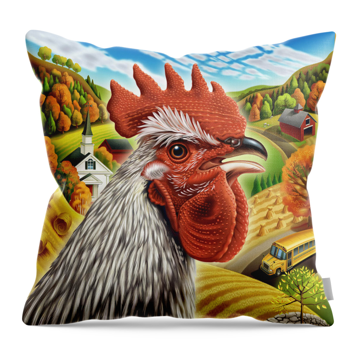 Morning Throw Pillow featuring the digital art The Morning Rooster by Garth Glazier