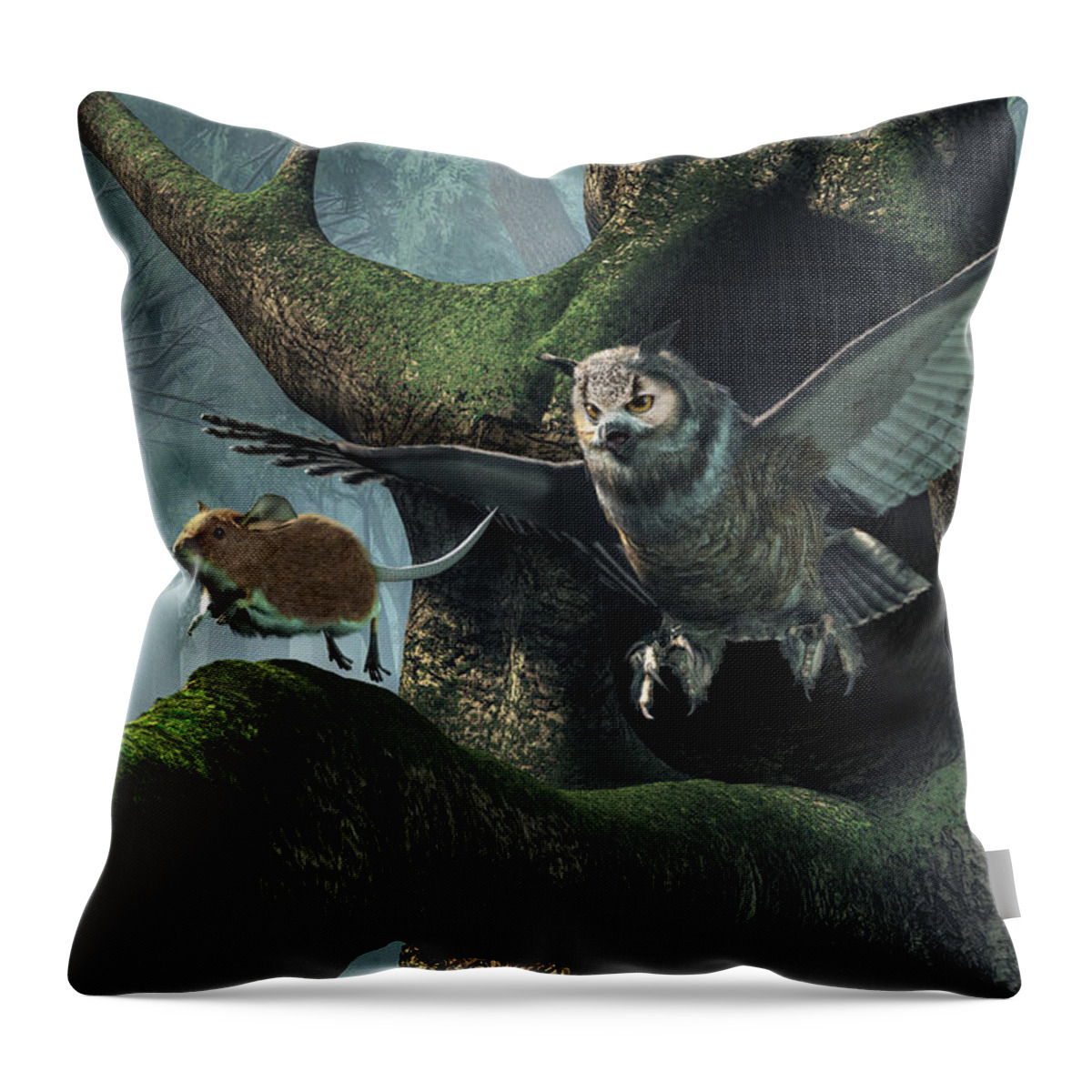 Owl Throw Pillow featuring the digital art The Mouse and the The Owl by Daniel Eskridge