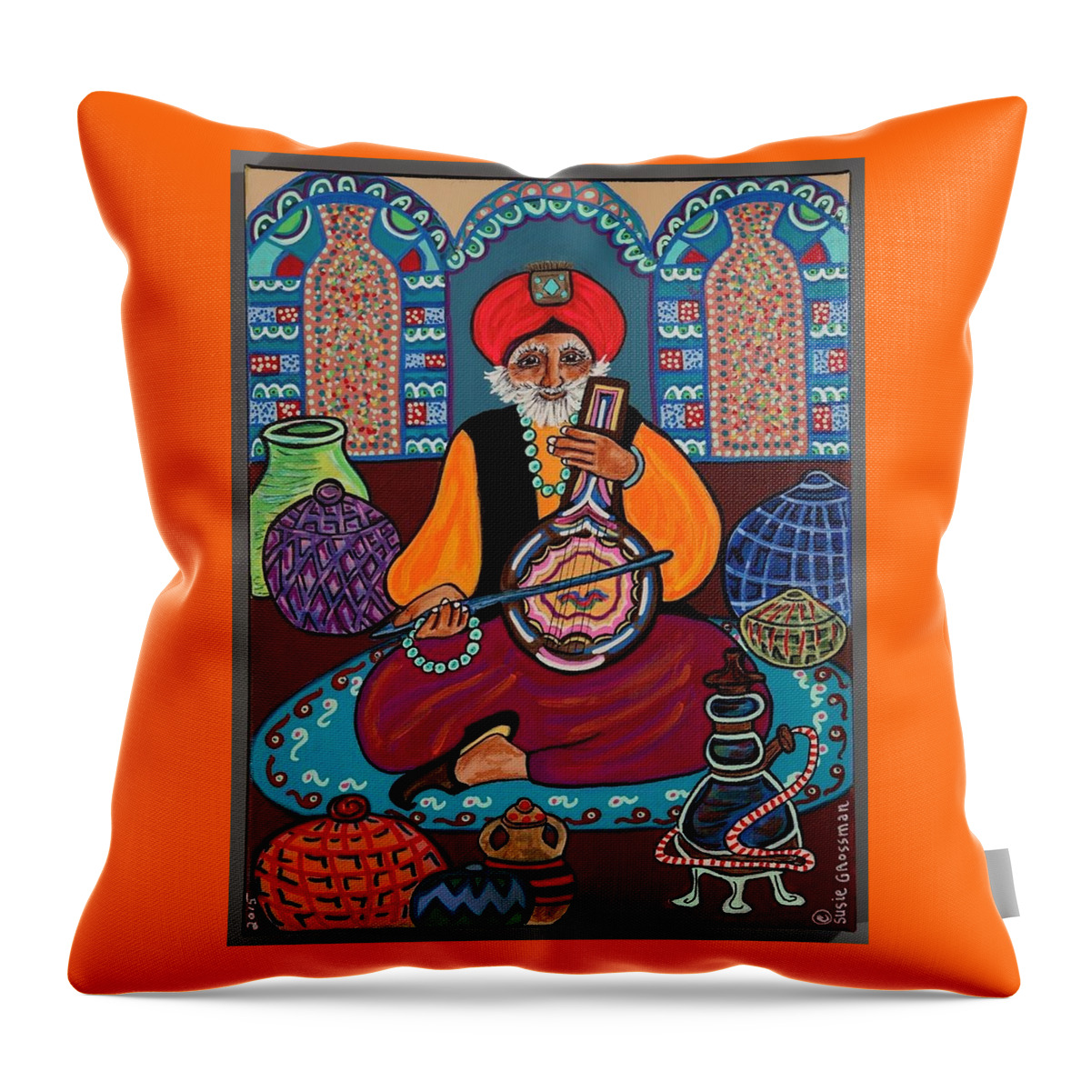 India Throw Pillow featuring the painting The Musician by Susie Grossman