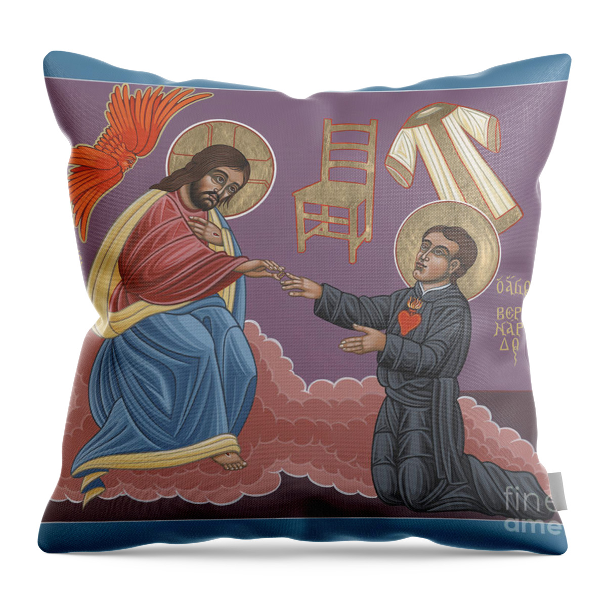 The Mystical Marriage Of Blessed Bernardo De Hoyos Throw Pillow featuring the painting The Mystical Marriage of Blessed Bernardo de Hoyos 219 by William Hart McNichols