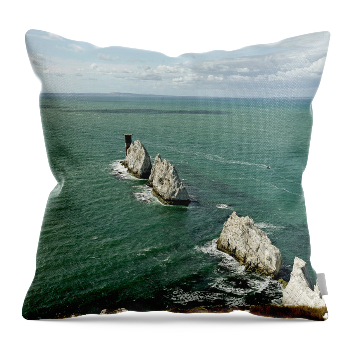 Britain Throw Pillow featuring the photograph The Needles - Isle of Wight by Rod Johnson