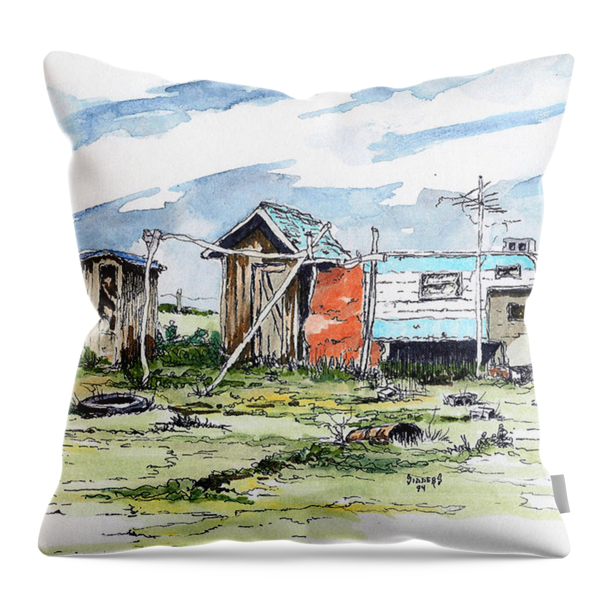 Economy Throw Pillow featuring the painting The New American Dream by Sam Sidders